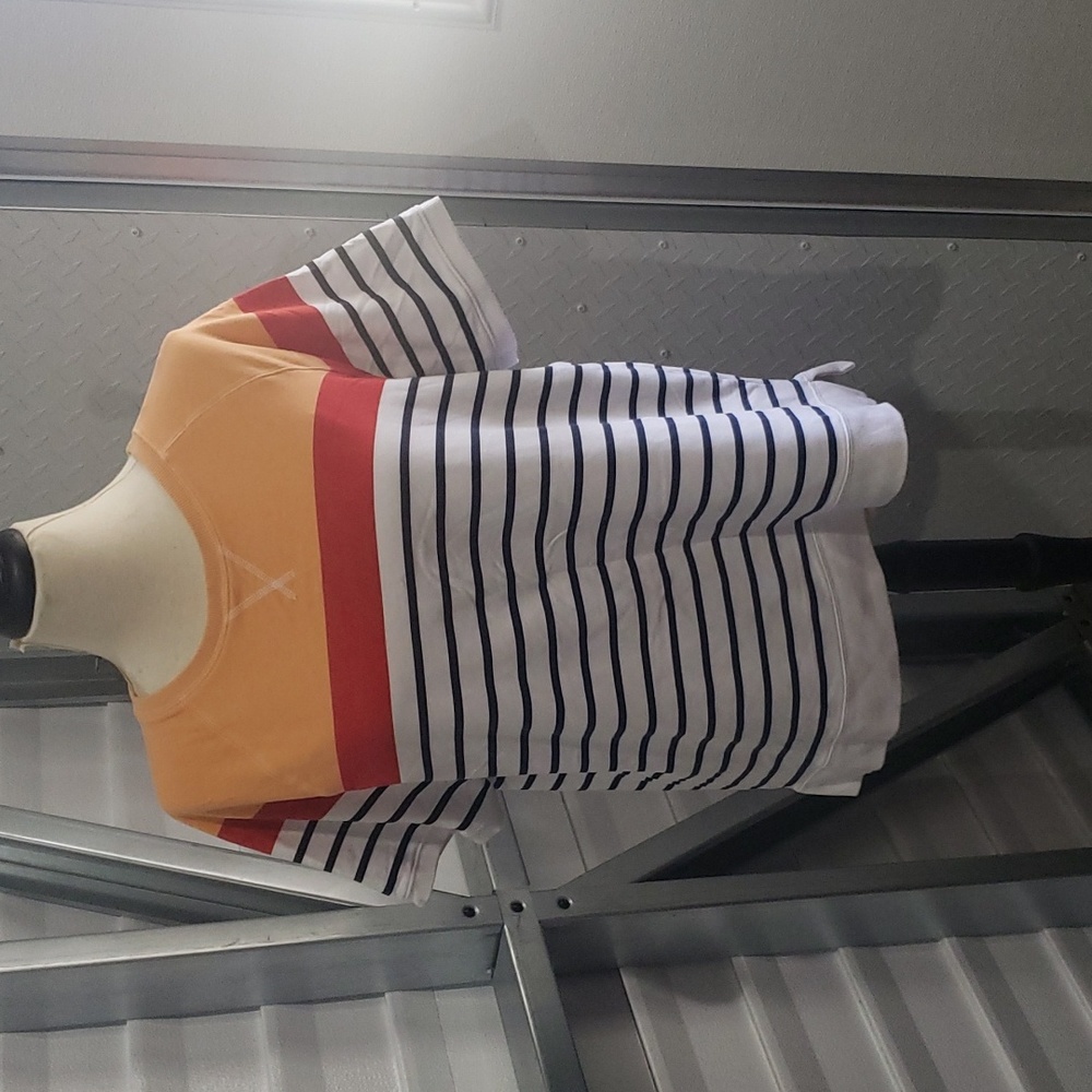 ST. JOHN’S BAY - CLASSIC SWEATSHIRT SHORT SLEEVE‎ TOP STRIPED WOMENS X LARGE